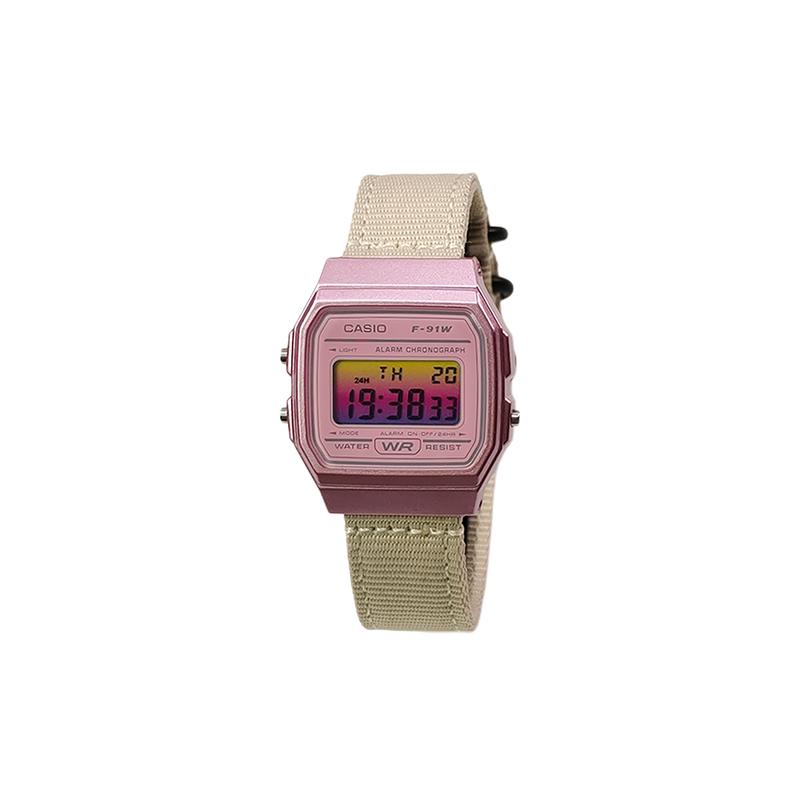 Casio Customized Watch Modified Series Orange Mirror Pink Resin Case Life Waterproof F-91WS-4 modified-Xiyu Tangmian Quartz N F-91WS-4