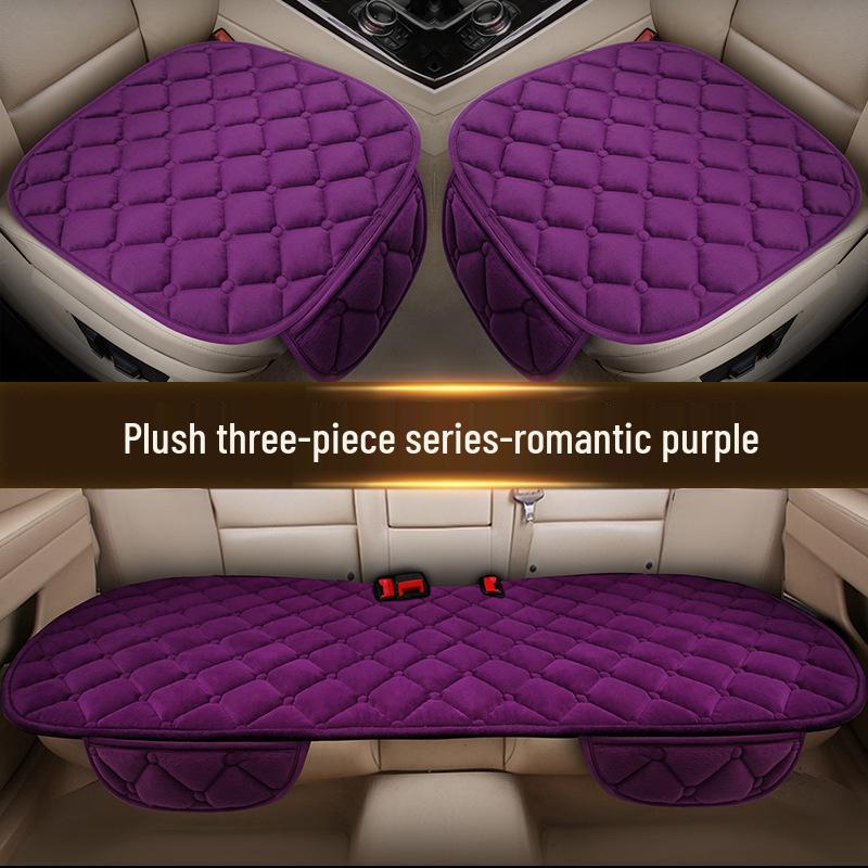 Winter Plush Non-Slip Car Seat Cushion Set - Thickened, Warm Wool, Universal Fit, 3-Piece Short Plush.