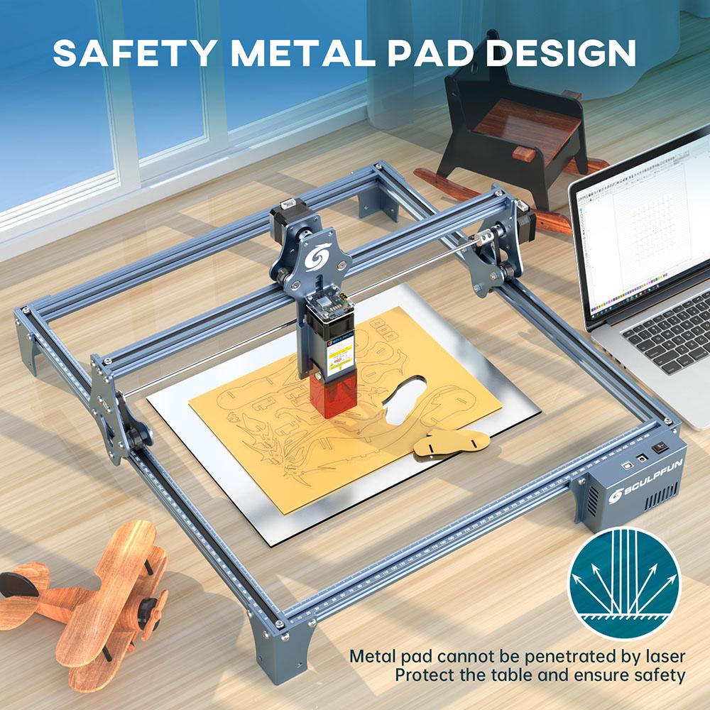 SCULPFUN S9 Pro 10W Dual Laser Engraver, 0.06mm High Precision, 15mm Wood 10mm Acrylic Cutting, 400*410mm (15.7*16.2 inch) - EU Plug