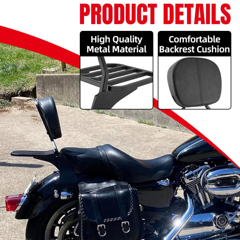 Black Motorcycle Parts Backrest Sissy Bar with Luggage Rack Rear Backrests For Harley Sportster 883 1200 X48 2004-2025