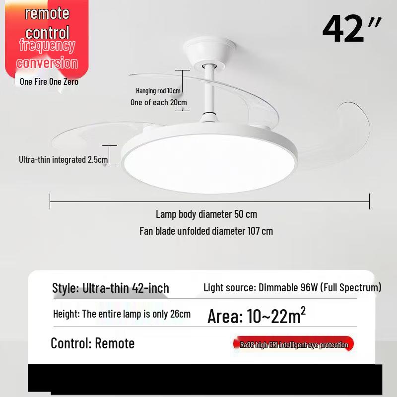 Mengpao Ultra-Thin Invisible Ceiling Fan with LED Light