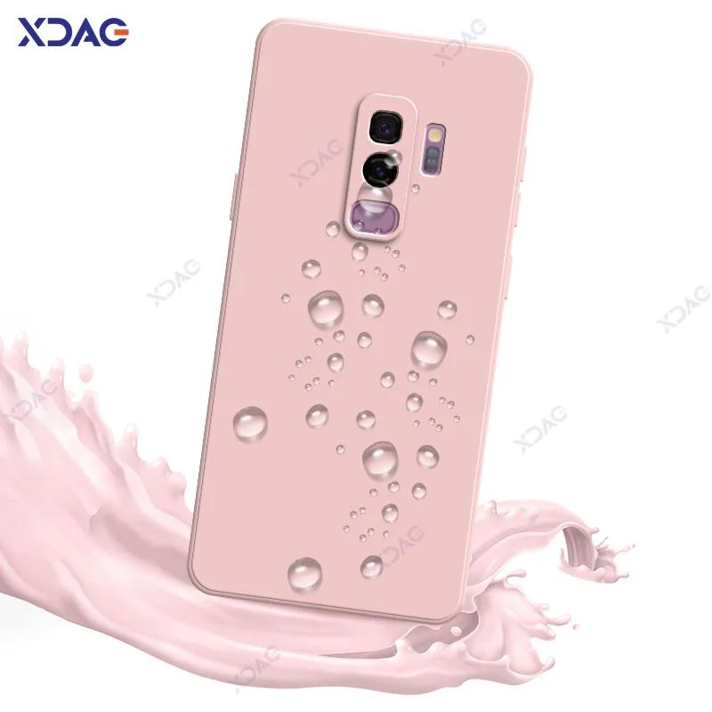 Luxus Quadratische Flüssigsilikon Hülle für Samsung Galaxy S9 Plus SamsungS9Plus 360 Weiche Handyhülle Wasserdicht Coque