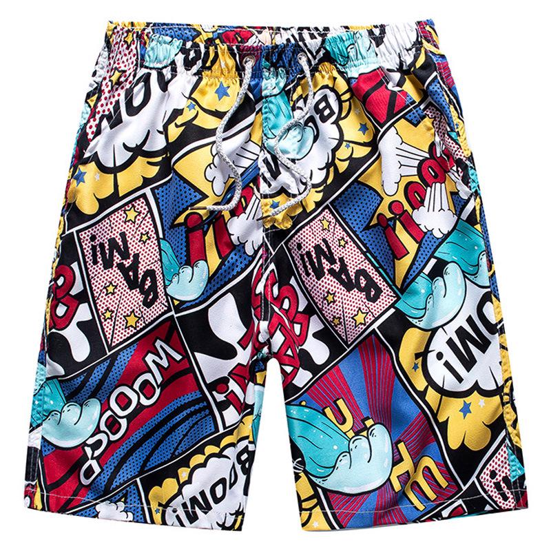 Men Beachwear Chic Elastic Waist Cool Quick Drying Long Square Plaid Pattern Summer Shorts for Sports Beach
