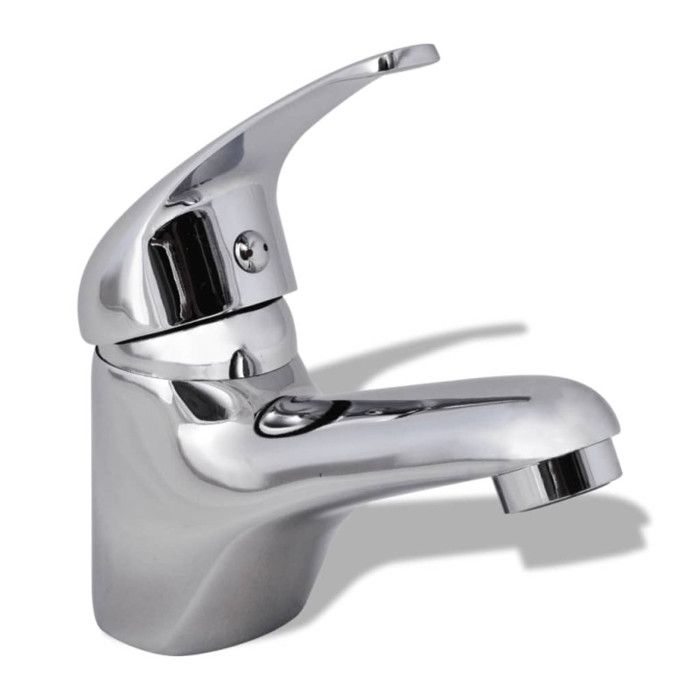 Robinet de lavabo - VIDAXL - Monotrou - Chromé - Hauteur totale 100mm - Diamètre de perçage 130mm