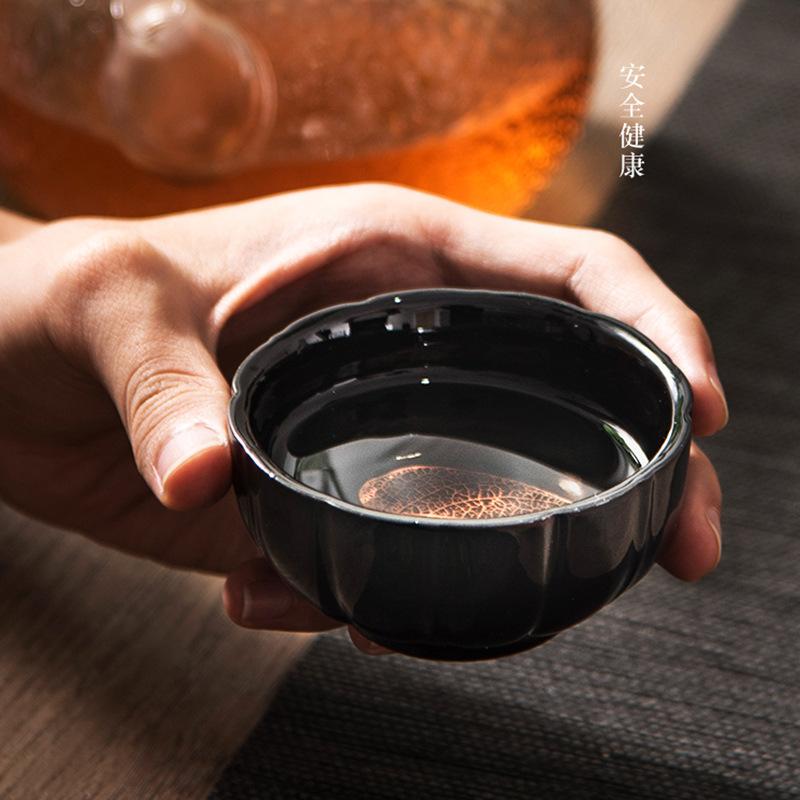300ML Pottery Wooden Leaf Tea Cup Glaze Yaochang Tianmu Kiln Variable Jiancha Wooden Leaf Firing Medium Temperature Glaze