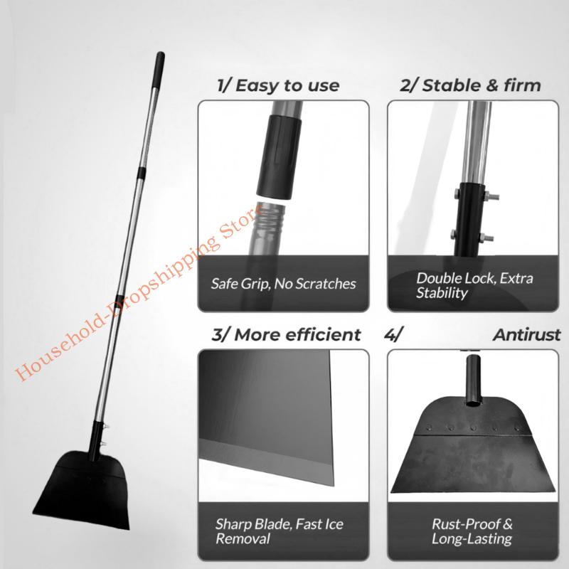 51Inch Multipurpose Metal Snow Shovel and Ice Scrapers for Various Season Yard Cleaning Back Friendly Design Adjustable Handle