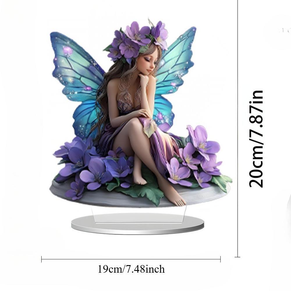 2D Flat Acrylic Purple Dragon Butterfly Girl Decoration, Indoor and Outdoor Decoration - No Battery/electricity Required, Free Day Decoration, S