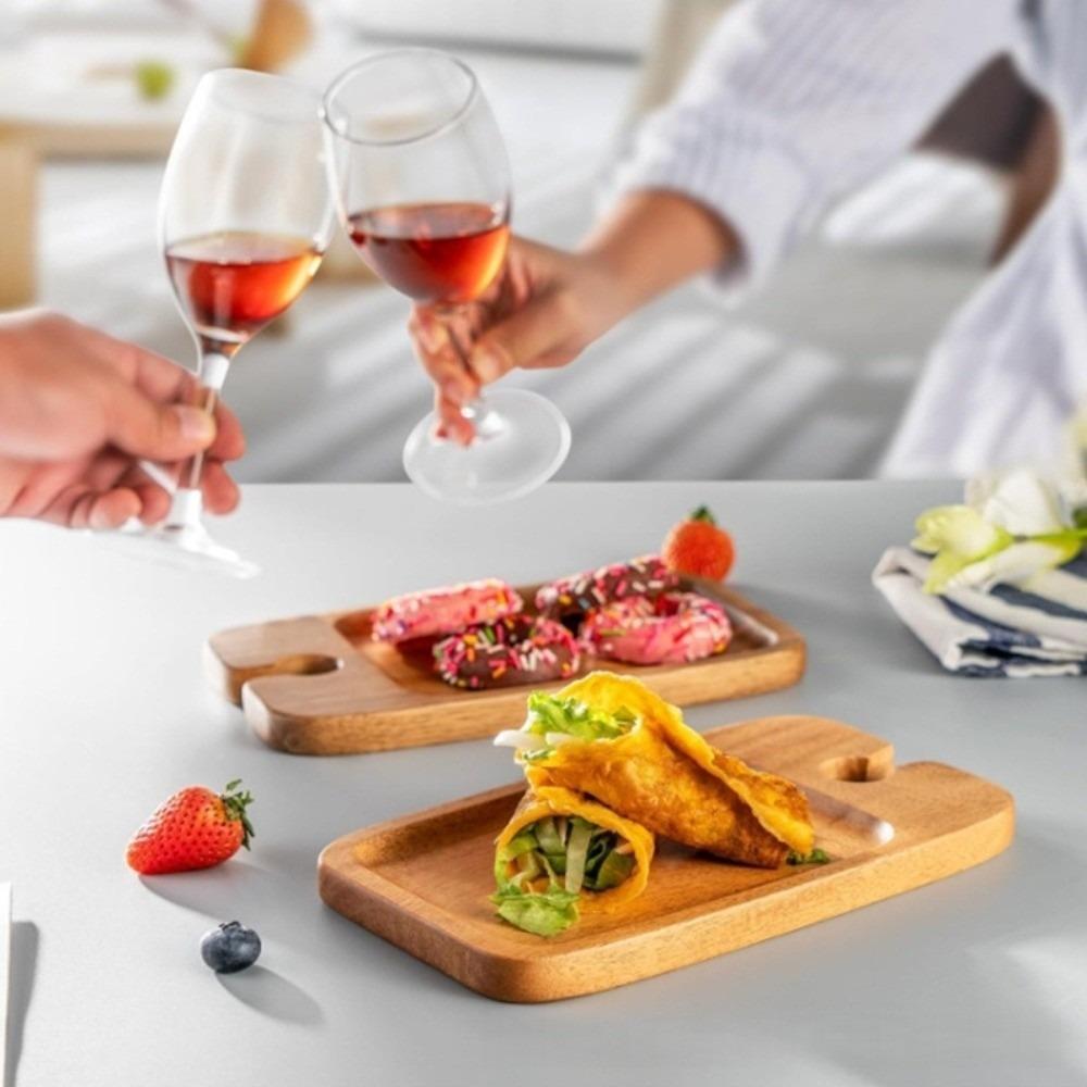 2pcs Wooden Appetizer Plates with Wine Glass Holder Holder Design Cheese Board  Social Gathering
