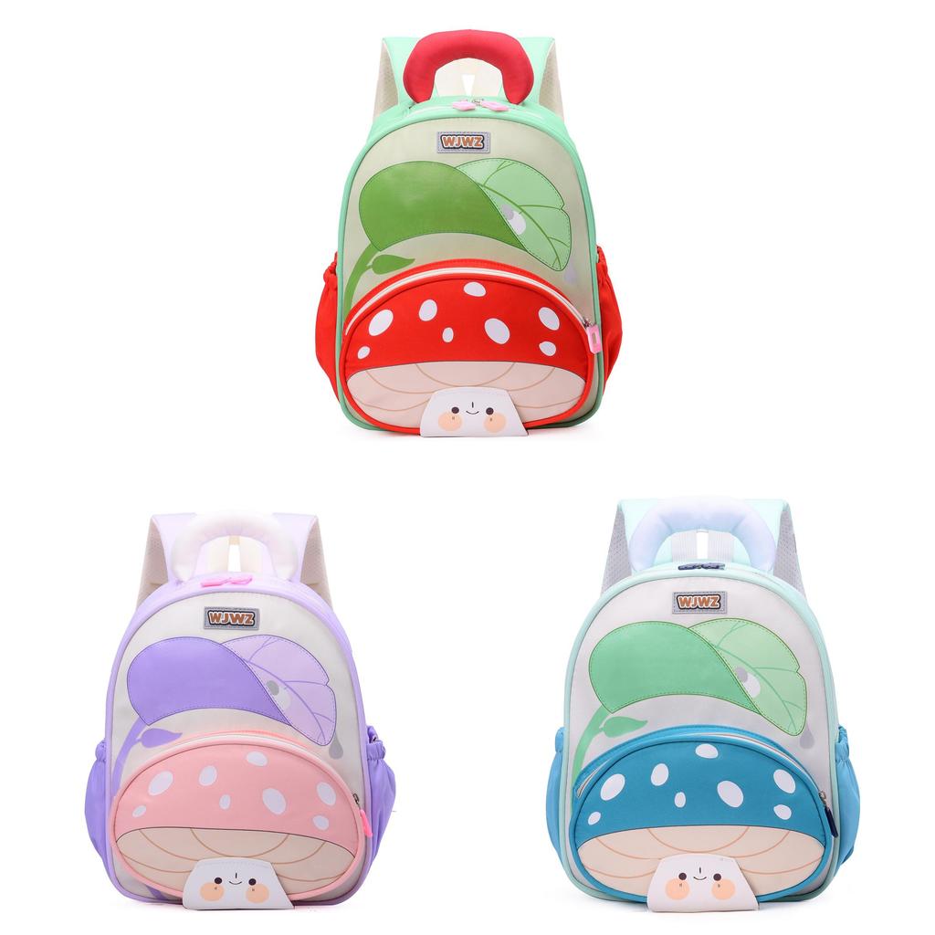 Kids Mushroom Pattern Backpack With Breathable Oxford Fabric And Double Shoulder Straps For Toddlers