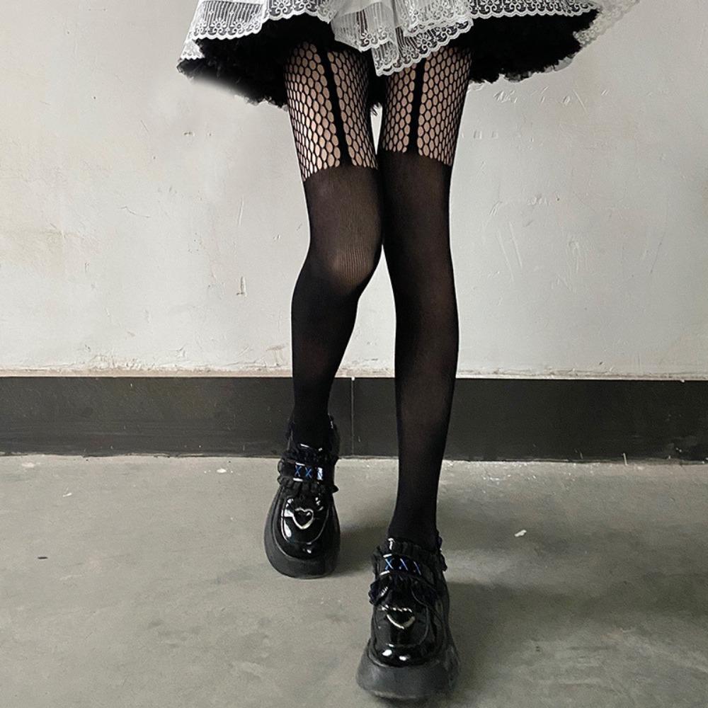 

High Stripe Mesh Fishnet Stockings Spice Girl Lace Socks Fashion Thin Socks