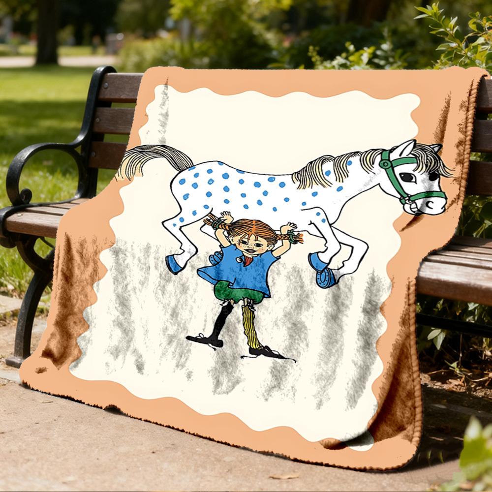 1 Stück Pippi Langstrumpf Outdoor Personalisierte Flanelldecke, Weiche, Leichte Personalisierte Flanelldecke, Digitaldruck,
