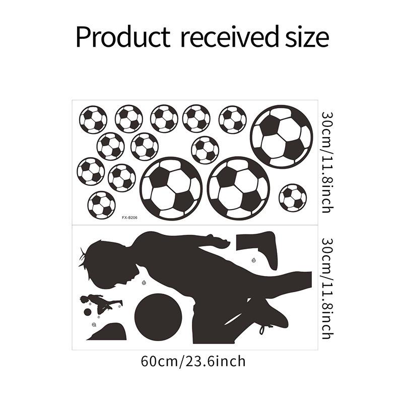 Self-Adhesive Wall Stickers for Kids' Room or Dorm: Football Theme Decor