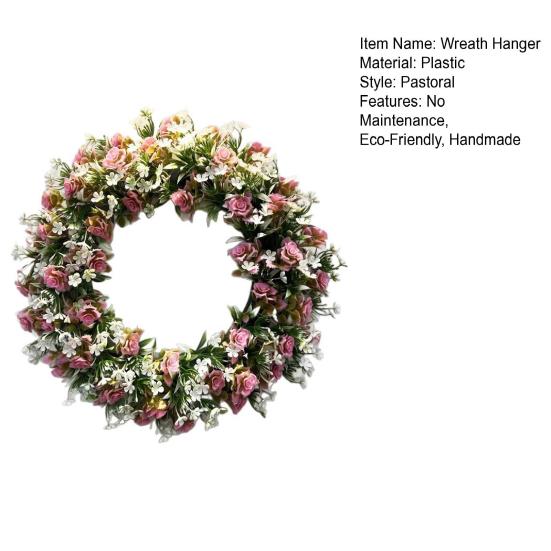 Wreath Hanger Artificial Rose And Camellia Wreath Hanger for Door Wall Fireplace Decoration Handmade Realistic Spring Floral Wreath Home Decor