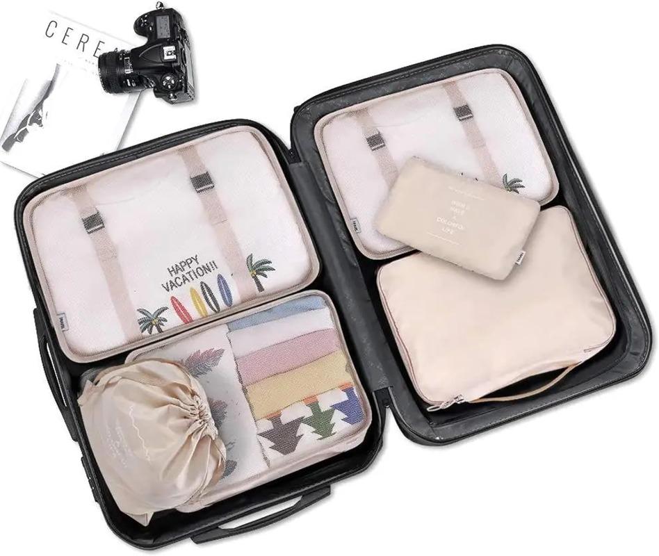 7-piece Set Travel Bag Organizer Clothes Luggage Travel Organizer Blanket Shoes Organizers Bag Suitcase Pouch Packing Cubes