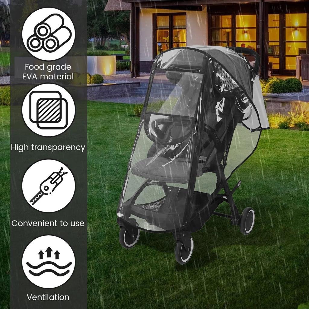 New EVA Stroller Rain Cover Dust Proof Double Zipper Closure Infant Car Rain Cover Breathable Windproof Coverfor Outdoor Travel
