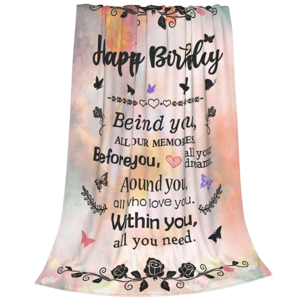Birthday-themed blanket, a gift bearing birthday wishes, inspirational-themed blanket as a present, Soft Flannel