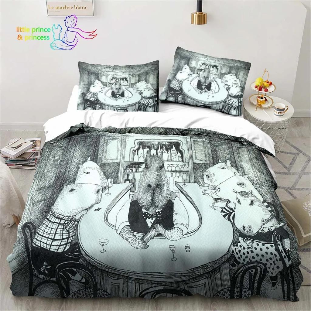 Kawaii Cute Animal Capybara Cartoon Comfortable Duvet Cover Pillowcase Bedding Set Children Bedroom Decoration Home Textile