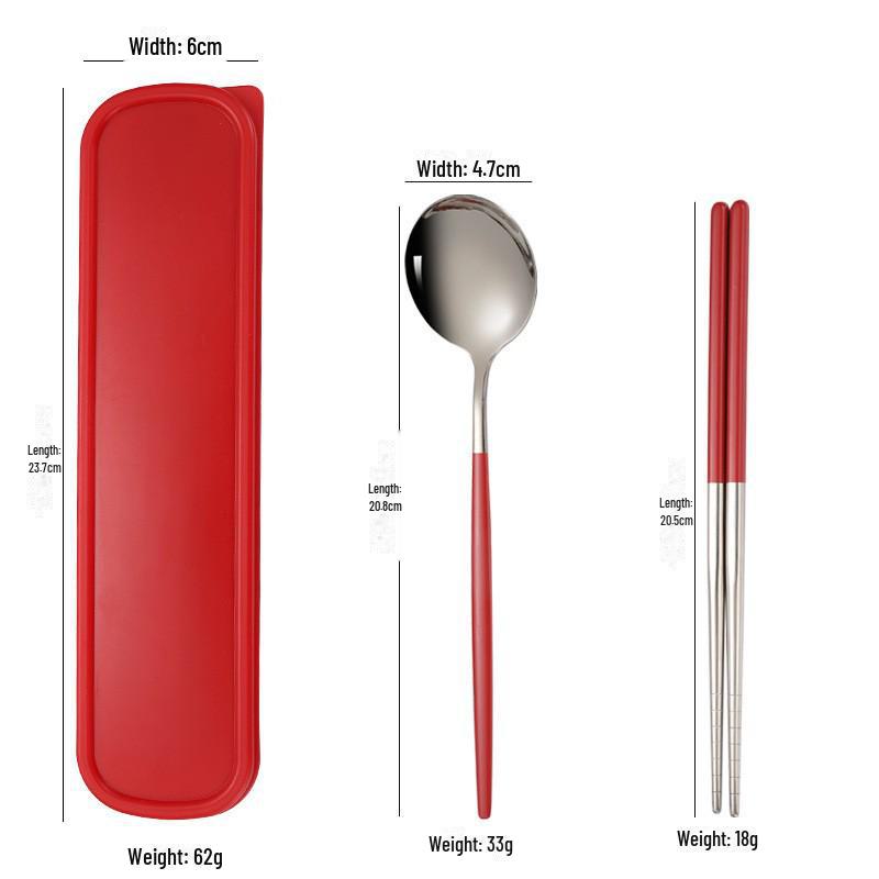 Stainless Steel Portable Tableware Set: Chopsticks, Spoon, Fork - Customizable Student/Outdoor Gift with Logo.