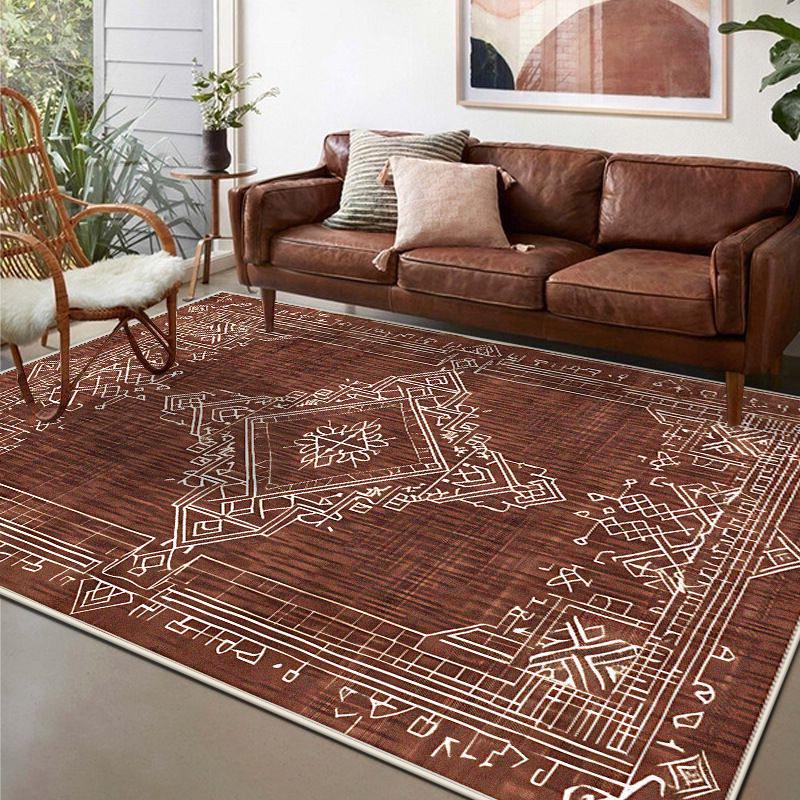 American Retro Living Room Carpet Geometric Classical Decoration Sofa Non-slip Rug Easy Clean Bedroom Cloakroom Soft Floor Mat