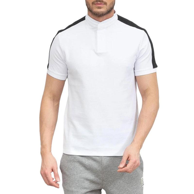 Emporio Armani SS23 Color Block Shoulder Letter Strap Short Sleeve Polo Shirt Men Tops White 3R1FG2-1JCYZ-0100