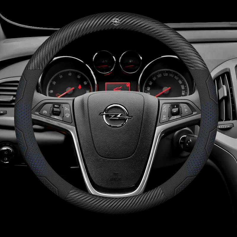 For Opel OPCline ASTRA CORSA INSIGNIA MOKKA VECTRA GTC Tigra Carbon Fiber Suede Leather Car Steering Wheel Cover Accessories