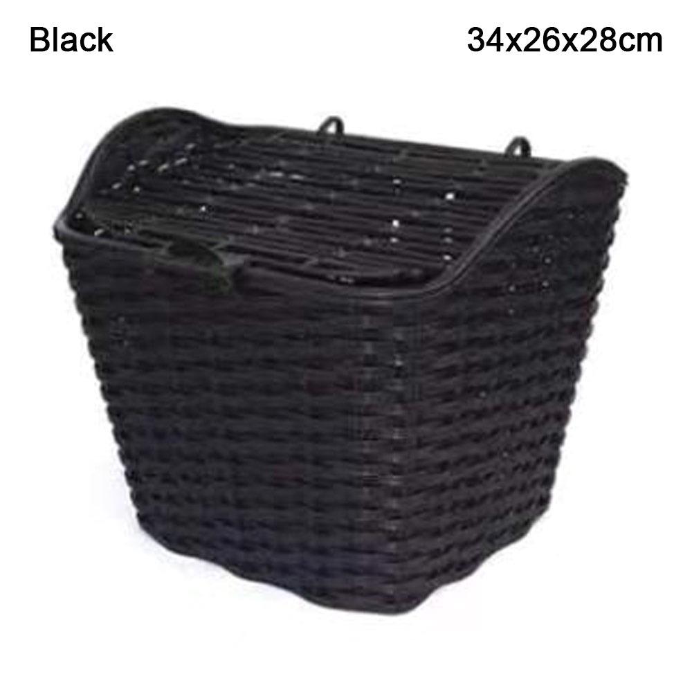 

Пластиковая велосипедная плетеная водонепроницаемая корзина для переднего хранения самоката, корзина для электровелосипеда, аксессуары для велоспорта Black 34x26x28cm