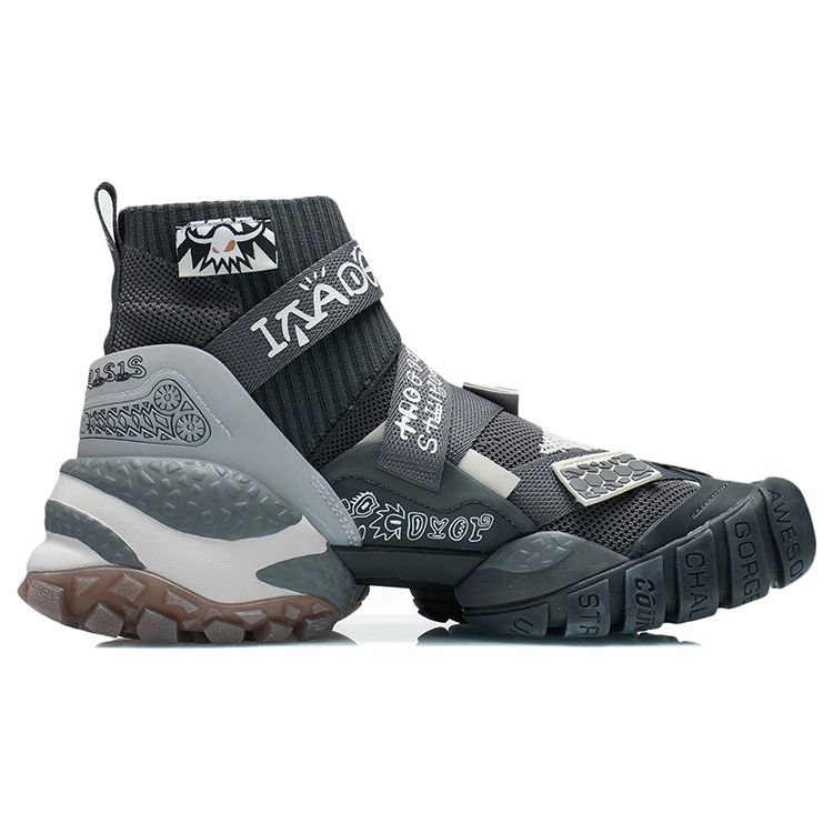Li Ning CF Mars Crisis High-Top Trendy Casual Sports Shoes Men Sneakers Cold-Sand-Black AGLR173-3