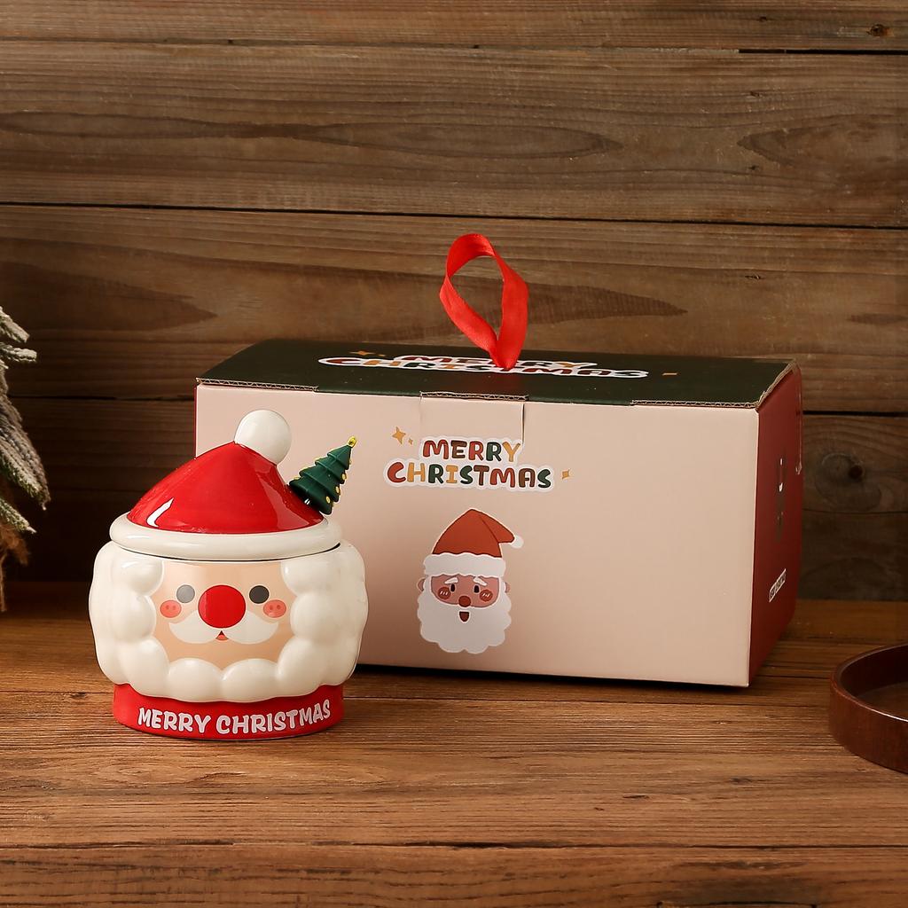 Christmas gift mug Santa cup ceramic water cup with lid high value gift for girls