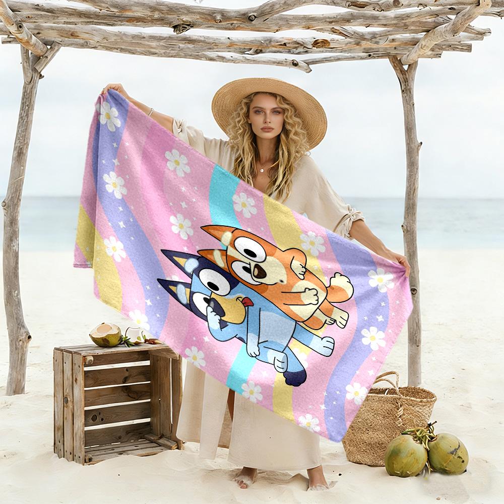 Bluey Bingo Adventure Beach Towel Super Soft & Absorbent Comfortable Lightweight Suitable for Sports, Travel, Swimming, Yoga, Bathroom, Beach, And Poo