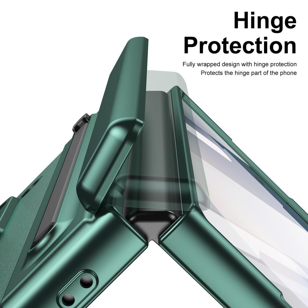 ZFOLD7: Spring-Loaded Pen Slot & Stylus Case for Samsung Z Fold 6/5/4/3 with Electroplated Leather Finish