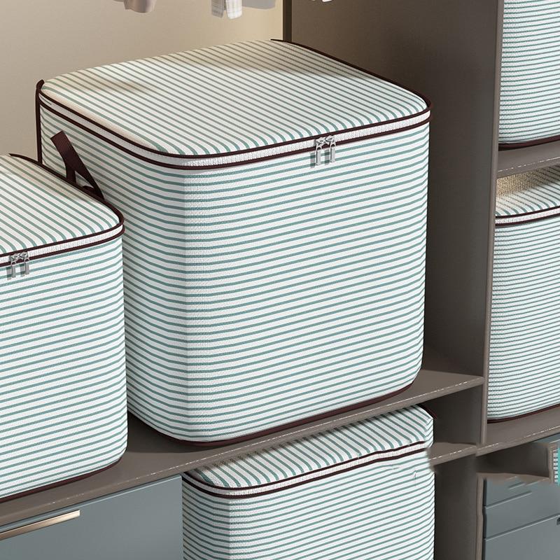 Non-woven Quilt Storage Bag with Lids Zipper Foldable Clothes Quilt Bins Container Large Capacity Dust-proof Bag Organize