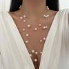 Collana a Strati di Perle da Donna con Design Geometrico e Finitura Galvanizzata