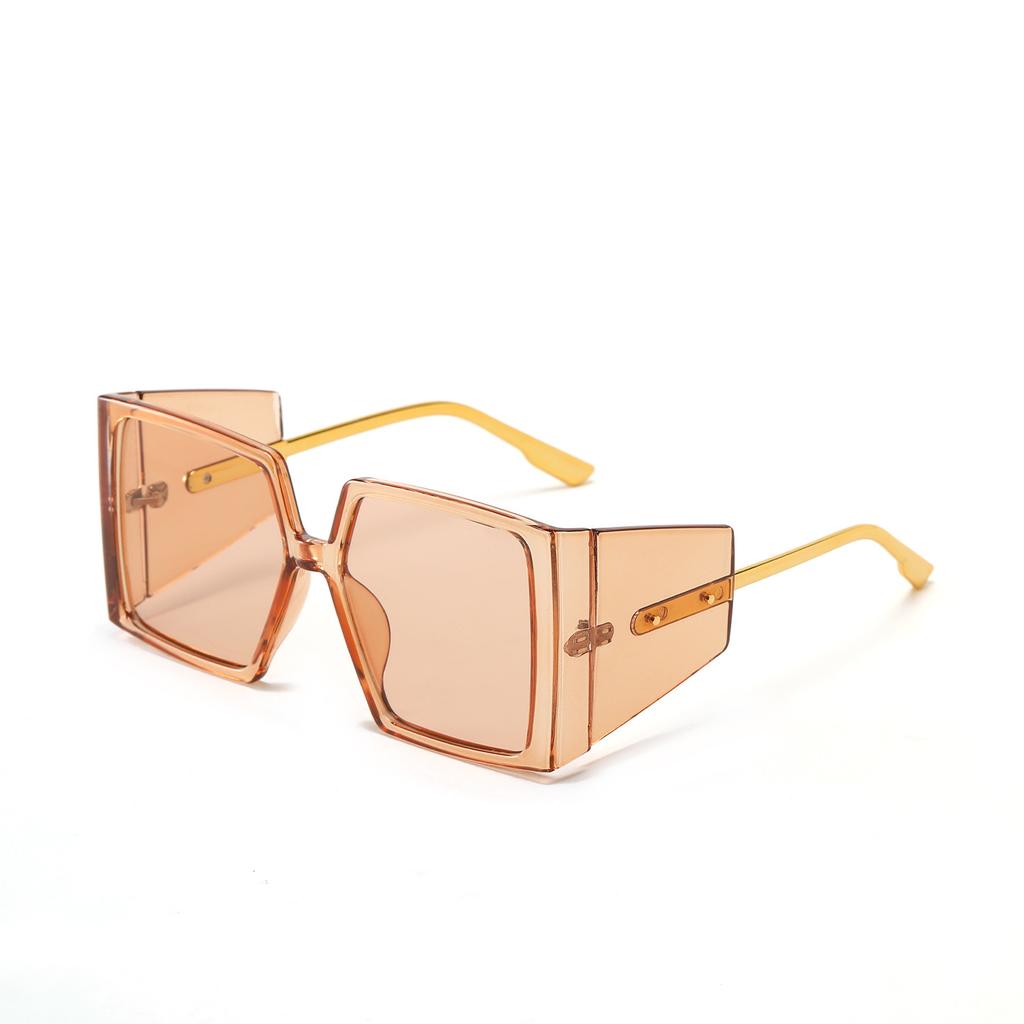 Glasses 2244 Square Large Frame Metal Glasses Legs Jelly-Colored Sunglasses Women, Sunglasses Men