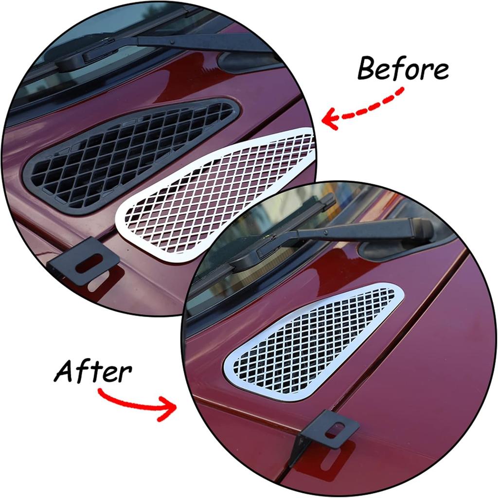 Aunginsy Car Front Hood Air Vent Cover Trim Compatible with Toyota FJ Cruiser 2007-2021+ Car Front Engine Hood Vent Outlet Protection Mesh Exhaust