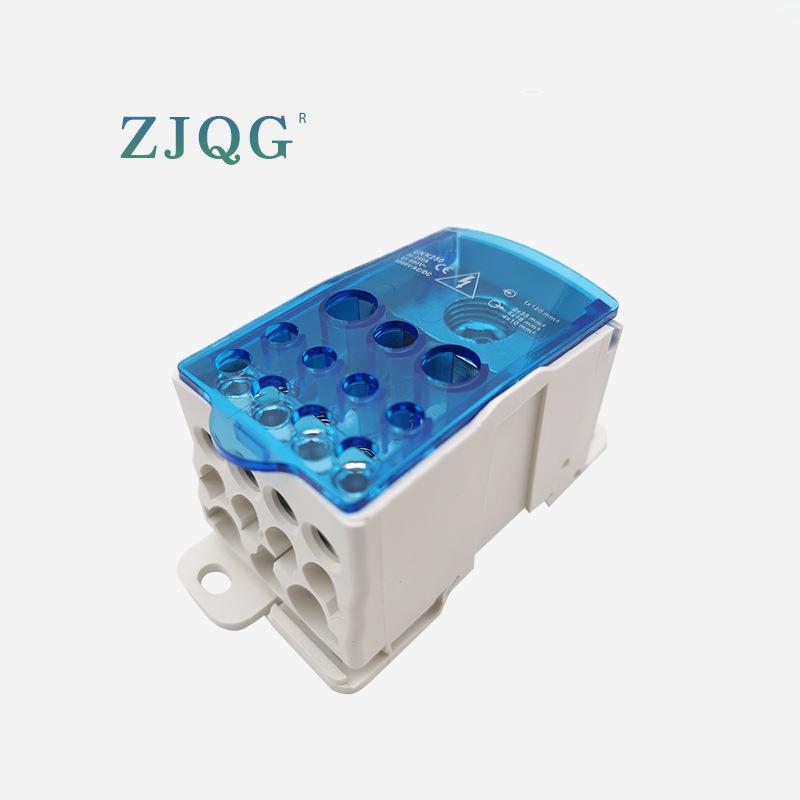 UKK250A Blue Rail-Mounted Single-Pole Distribution Box: High Current, Multiple Outputs