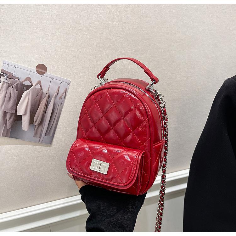 

Модная рабочая сумка с ромбовидной цепочкой женская 2025 лето новая высококлассный рюкзак красный