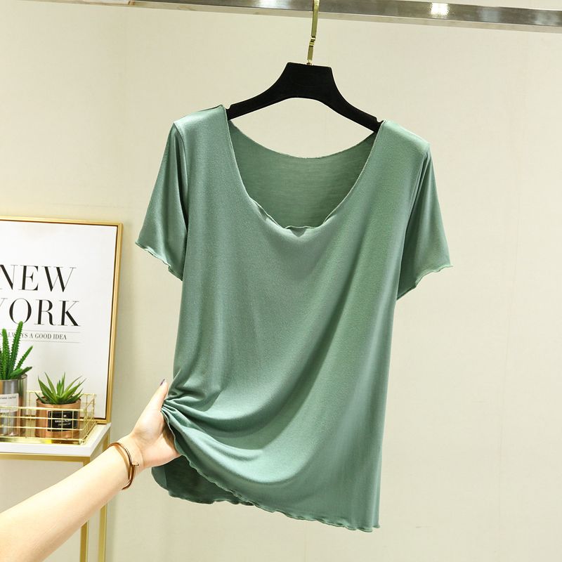 

Modal Loose plus Size Slim Looking Thin Short-Sleeved T-shirt Matcha Green M (recommended 40.00 kg-50.00 kg