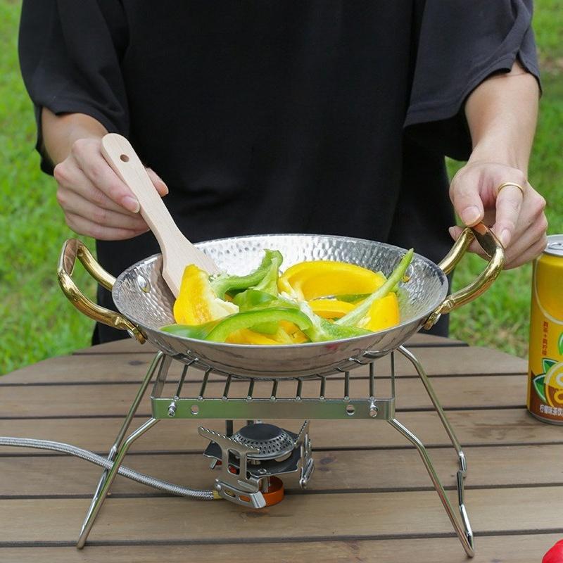 Outdoor Stainless Steel Camping Stove Holder Portable Folding Mini Barbecue Rack Pot Holder Baking Stand Tray Camping Cookware