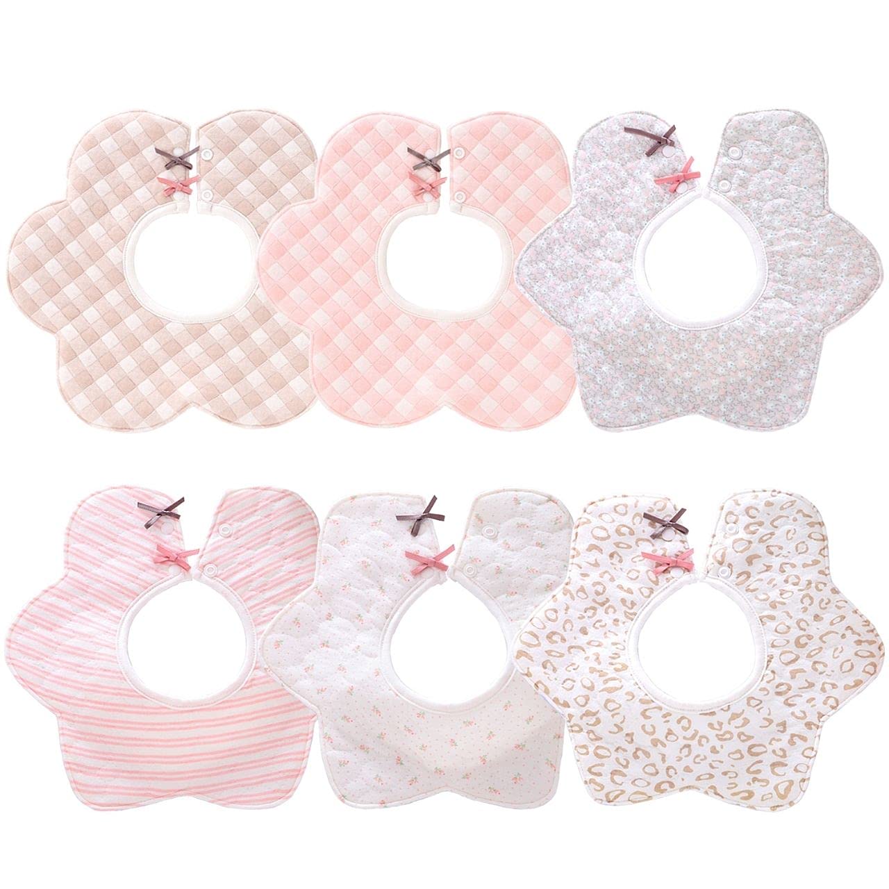 

Слюнявчик для девочек с ленточкой, спокойный, из детского хлопка, водонепроницаемый детский слюнявчик 360, набор из 6 штук [Милый дизайн] 100%