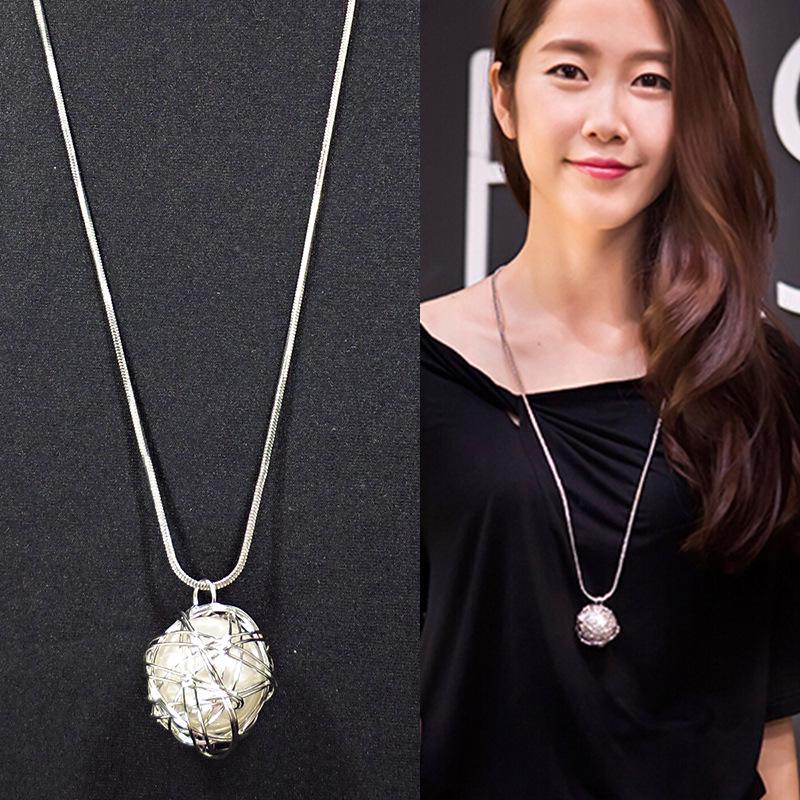 Ethnic Style Long Necklace: Retro Water Drop Pendant with Colored Shell for Fall/Winter