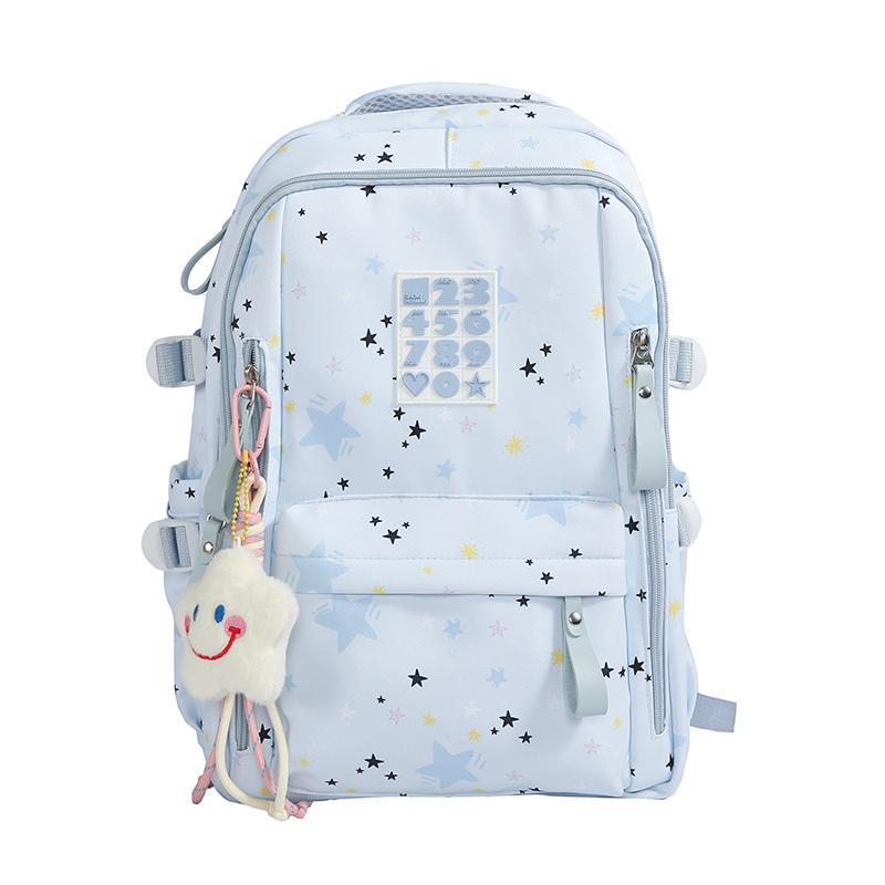 Cute Star-Print Nylon Backpack – Stylish & Lightweight School Bag for Girls, Teens, and Women