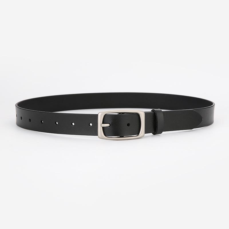 Unisex Retro Genuine Leather Belt with Pin Buckle - Casual Cowhide Waistband for Men & Women, Plus Size Available