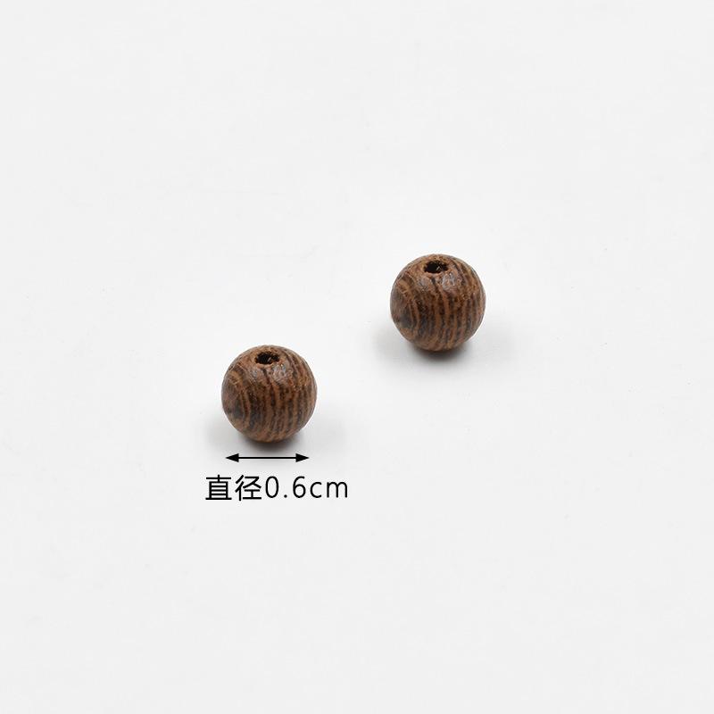 100PCS Dark Brown Wooden Beads Undyed Natural Stripe Round Wood Loose Craft Beads for Bracelets and Jewelry Making