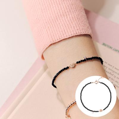 [Rosemont] Silver Black Bead Bracelet La Vie En Rose Ra24D37K