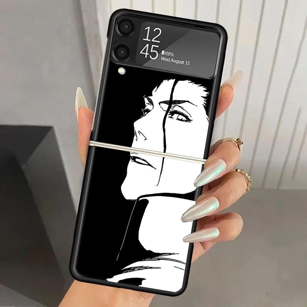Bleach Aizen Sousuke Hard PC Phone Case For Samsung Galaxy Z Flip 7 6 5 4 3 Black ZFlip7 ZFlip6 Flip5 Flip4 Flip3 5G Print Cover