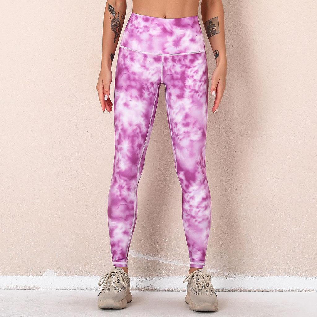 Pantaloni da yoga traspiranti ad asciugatura rapida con stampa digitale Fitness Leggings sportivi elastici stretti a vita alta da donna