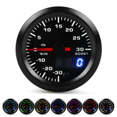 2in 52mm Universal 7 Colors LED Turbo Boost Meter PSI Pressure Gauge Digital Display Pointer