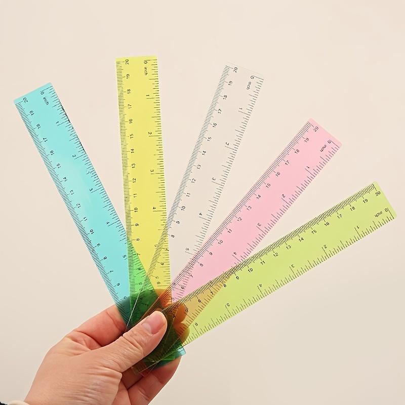 5pcs Transparent Plastic Rulers Precise 8-Inch Measuring Tools Students Office Home Easy-to-Read Space-Saving Design