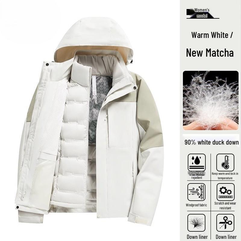 Women's 2024 Three-in-One Winter Hiking Windbreaker: Thickened, Warm, and Windproof Outdoor Jacket