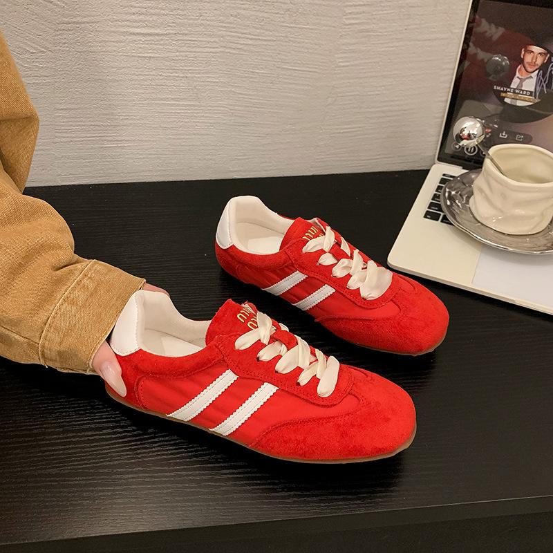 Thin-soled Leather Inner Height-increasing German Training Shoes Women's 2025 New Color Lace-up Forrest Gump Shoes Versatile Sports and Leisure Boa